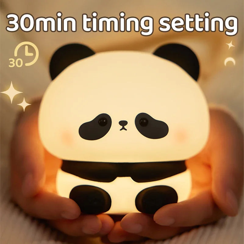 Luce Notturna LED Panda – Lampada Notturna in Silicone Morbido, Ricaricabile USB, con Controllo Touch, Timer e Decorazione per Camera da Letto – Idea Regalo per Bambini