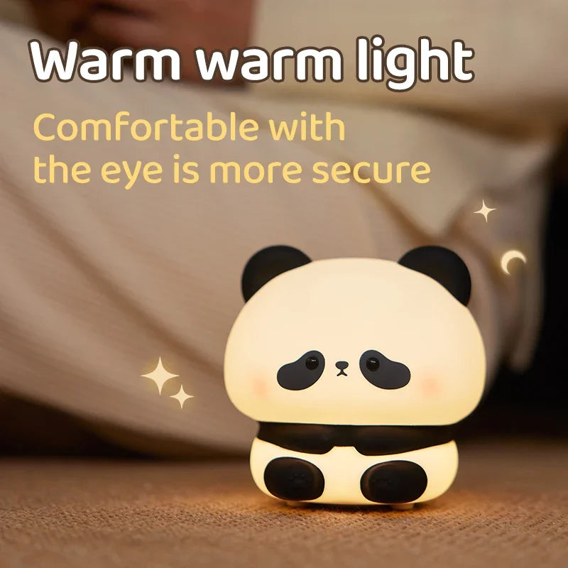 Luce Notturna LED Panda – Lampada Notturna in Silicone Morbido, Ricaricabile USB, con Controllo Touch, Timer e Decorazione per Camera da Letto – Idea Regalo per Bambini
