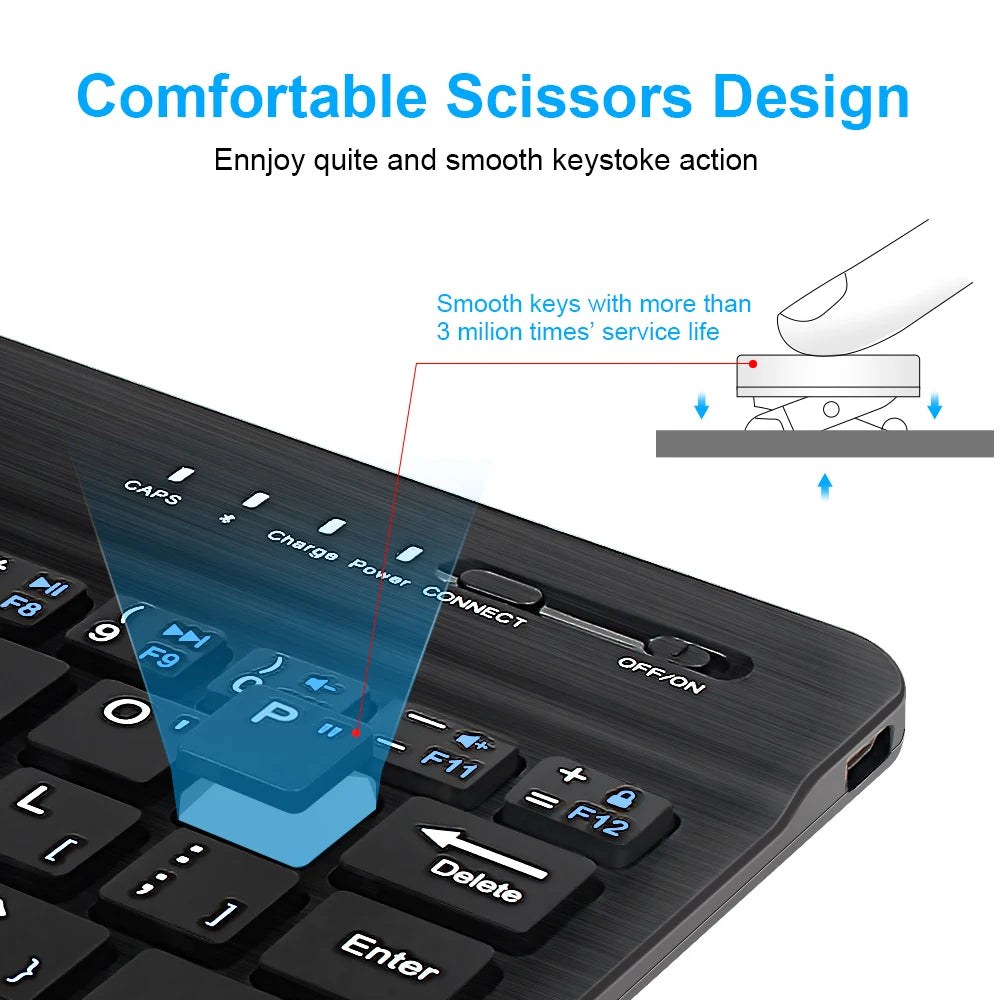 Tastiera Wireless Bluetooth Portatile – Compatibile con Laptop, Tablet, Smartphone e Smart TV