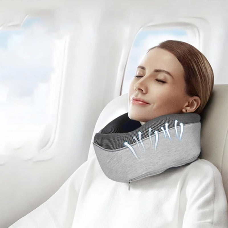 Cuscino da Viaggio per Collo a Forma di U – Cuscino Memory Foam per Viaggi in Aereo, Comodo e Resistente