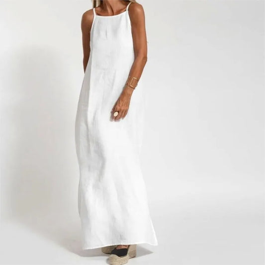 Abito Maxi Boho Elegante con Spalline Sottili per Donna, Estate, Spiaggia e Festa