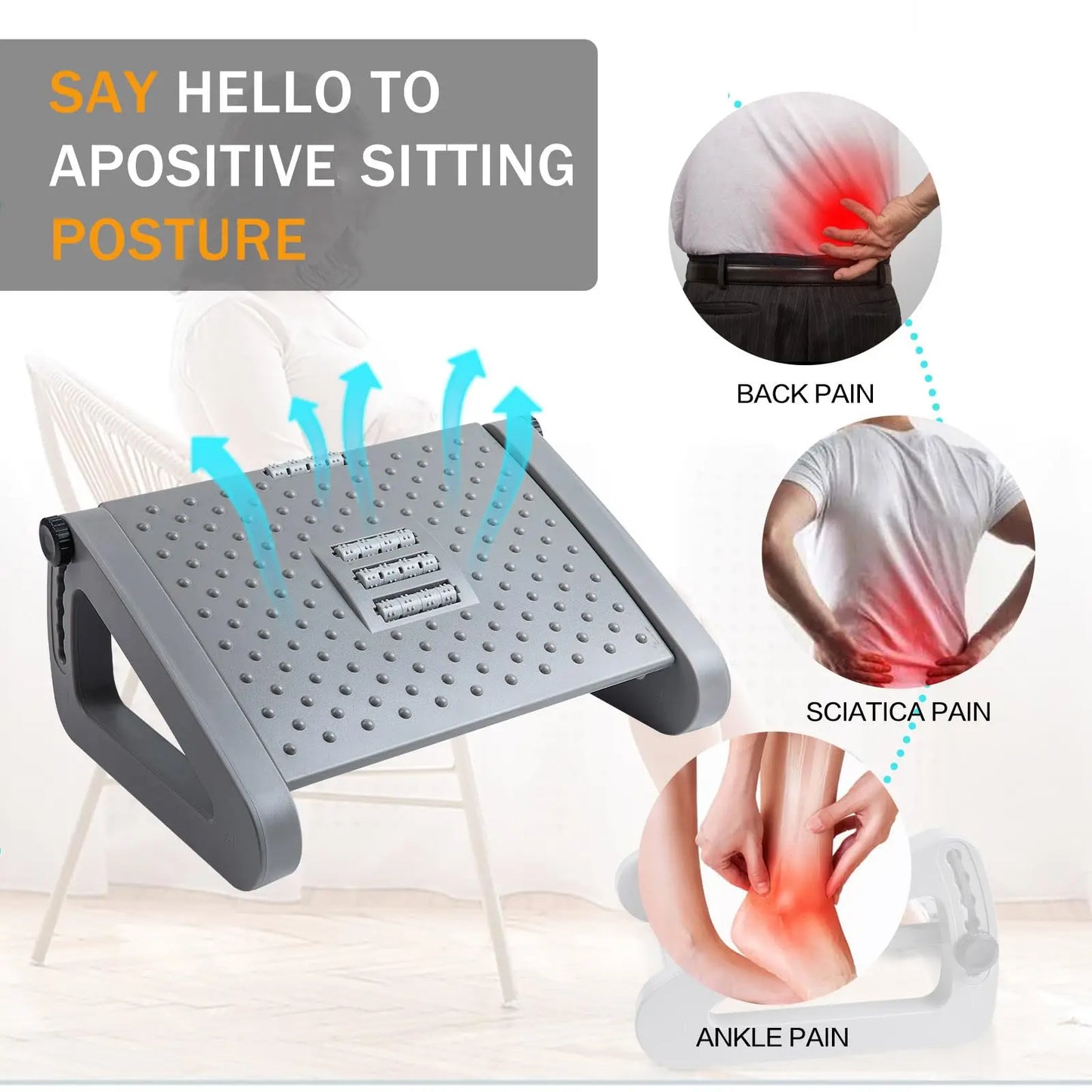 Adjustable Desk Footrest - Portable Stool for Home and Office