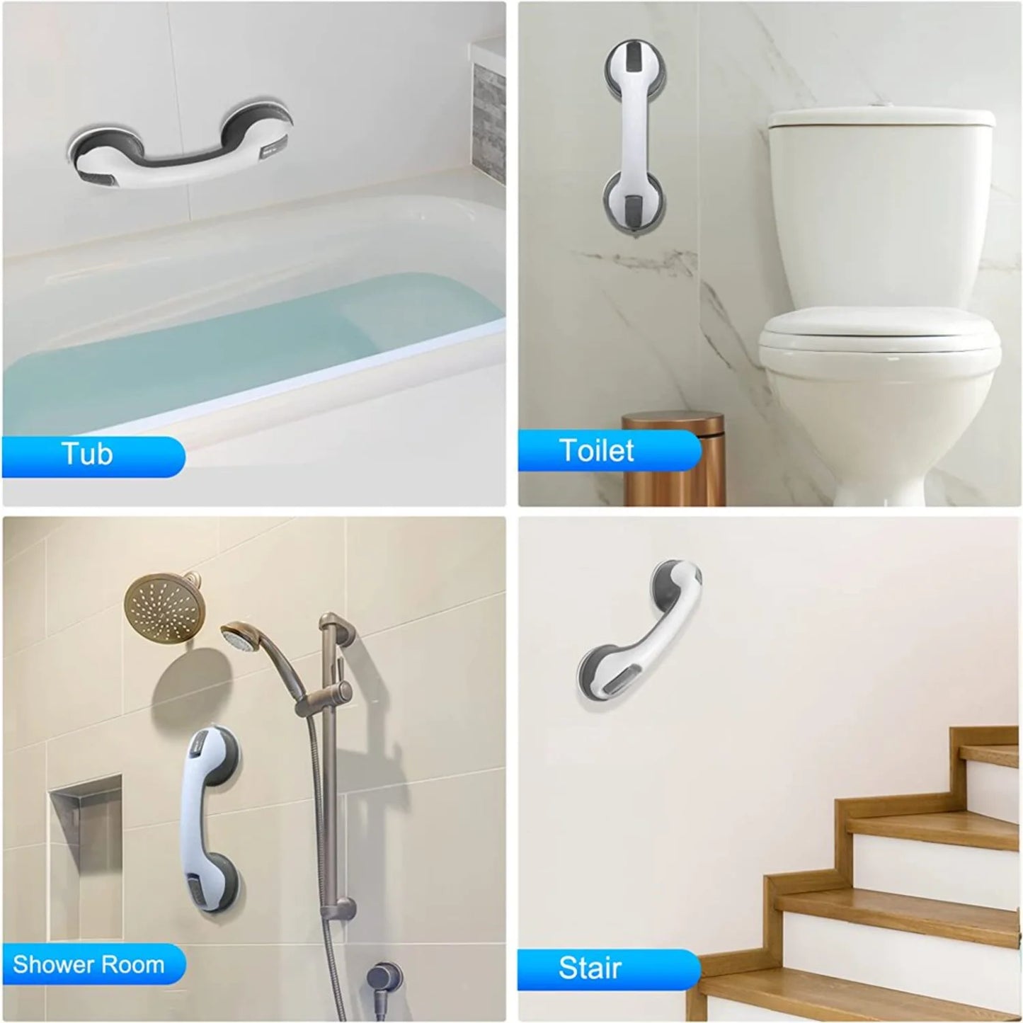 Coppia di Maniglie di Sicurezza da Bagno 30 cm con Ventosa Ultra Aderente, Supporto Antiscivolo per Vasca e Doccia