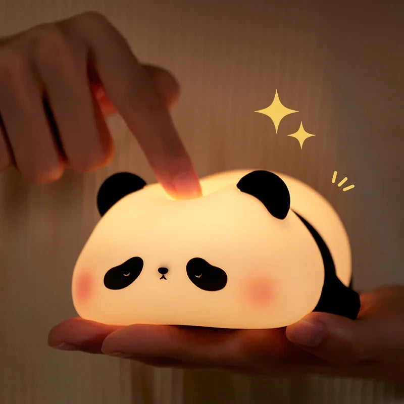 Luce Notturna LED Panda – Lampada Notturna in Silicone Morbido, Ricaricabile USB, con Controllo Touch, Timer e Decorazione per Camera da Letto – Idea Regalo per Bambini