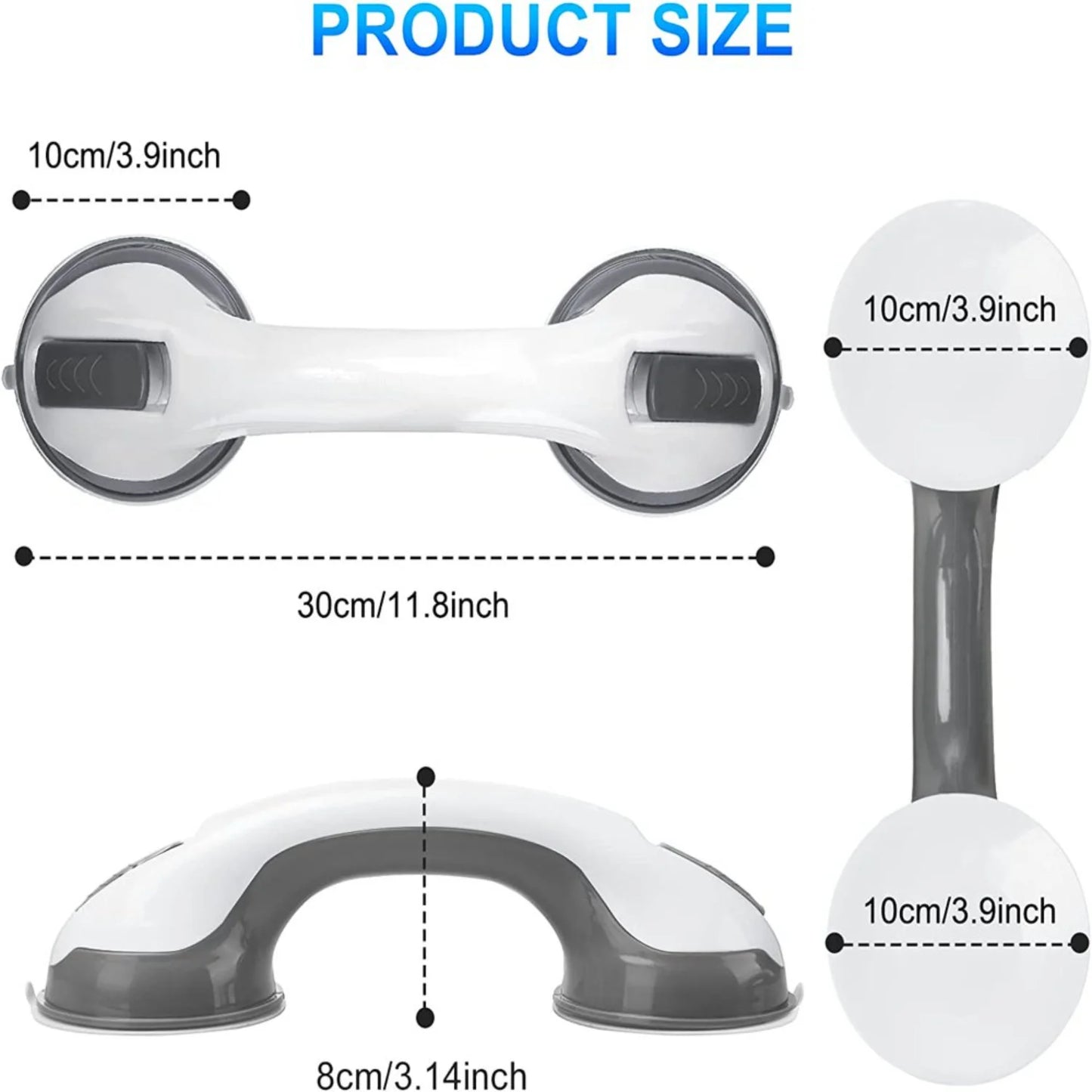 Coppia di Maniglie di Sicurezza da Bagno 30 cm con Ventosa Ultra Aderente, Supporto Antiscivolo per Vasca e Doccia