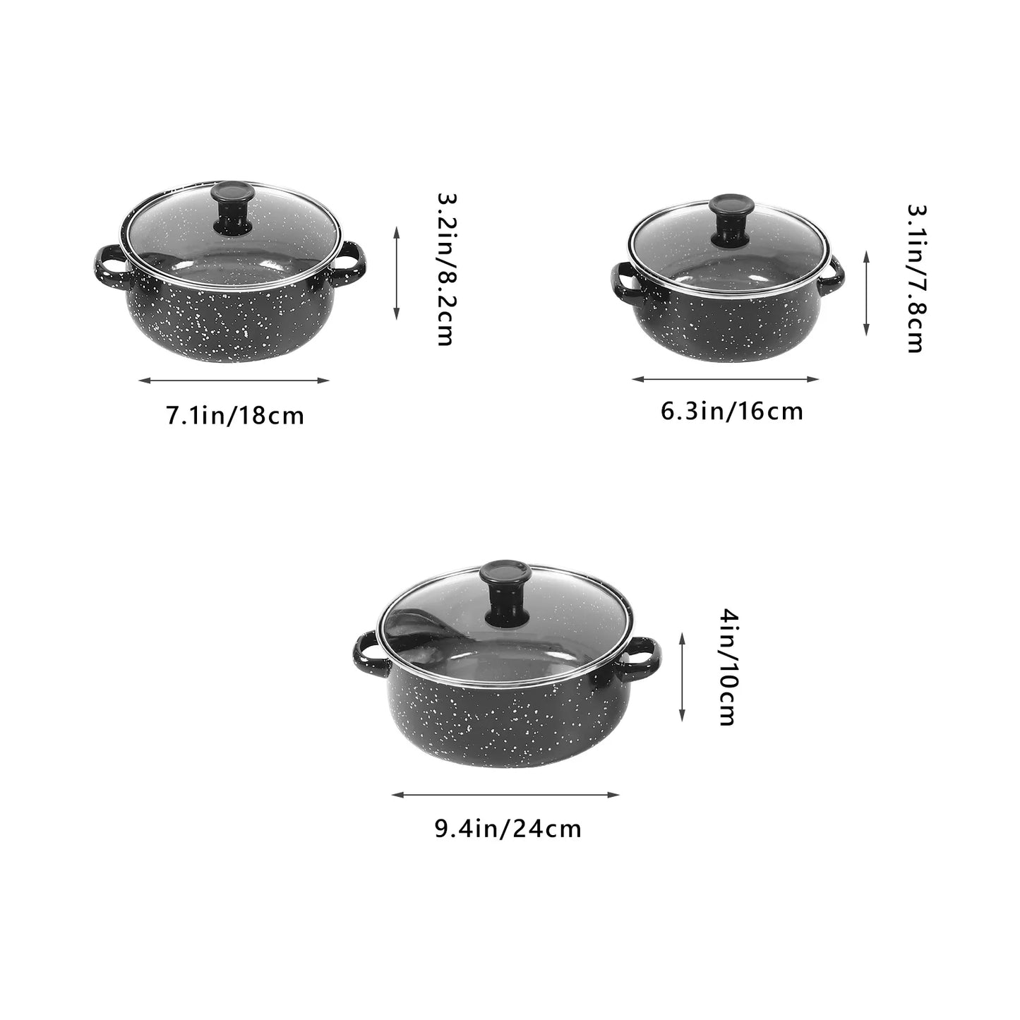 Set Mini Pentole Antiaderenti 3 Pezzi - Casseruola con Coperchio e Manico per Uova, Salse e Zuppe