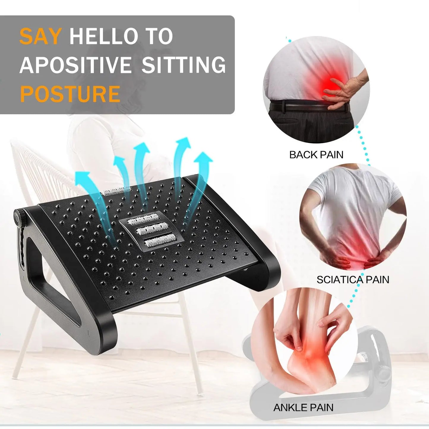 Adjustable Desk Footrest - Portable Stool for Home and Office