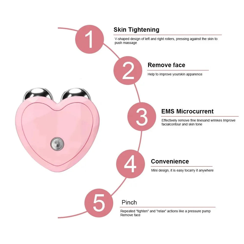 Massaggiatore Viso EMS a Microcorrente, Rullo Lifting Rassodante e Anti-Rughe Ricaricabile
