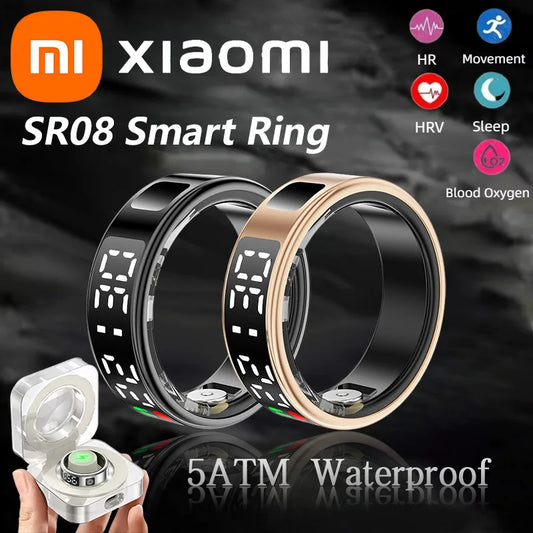 Xiaomi Smart Ring SR08, 2025 Smart Ring with LED Screen, Heart Rate and Blood Oxygen Monitoring, Multiple Sports Modes, 5ATM Waterproof