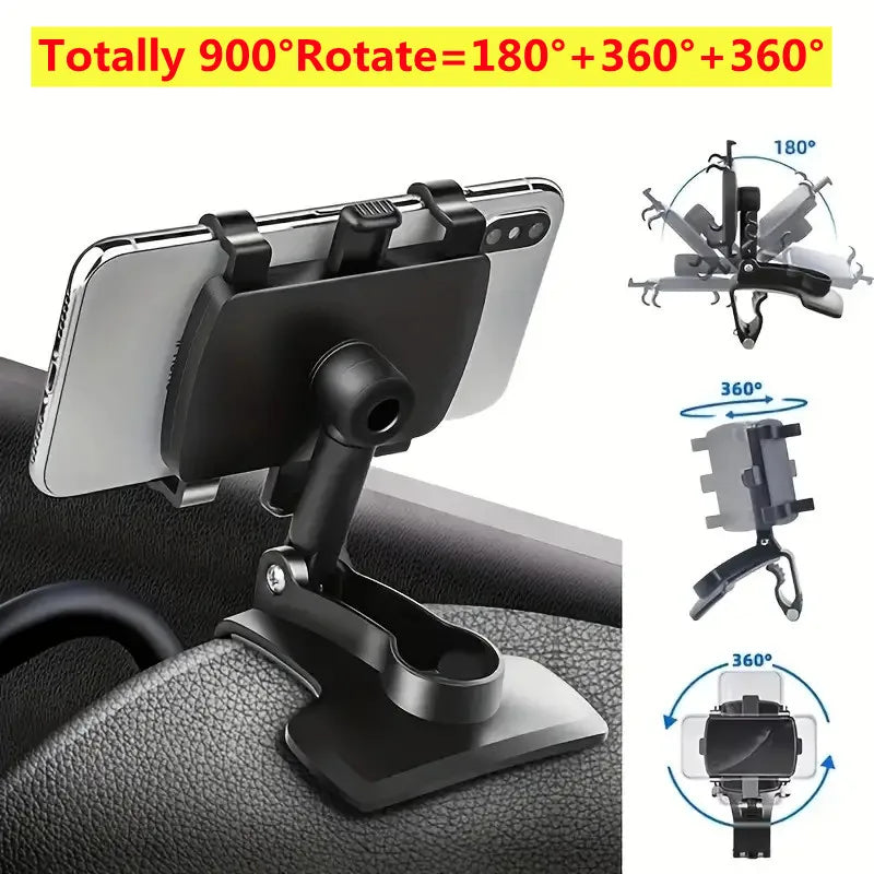 Supporto Universale per Smartphone da Auto con Clip per Cruscotto - Supporto GPS per iPhone, Samsung, Xiaomi