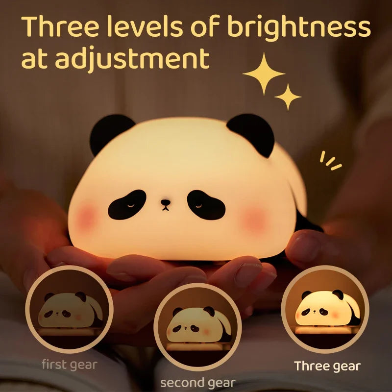 Luce Notturna LED Panda – Lampada Notturna in Silicone Morbido, Ricaricabile USB, con Controllo Touch, Timer e Decorazione per Camera da Letto – Idea Regalo per Bambini