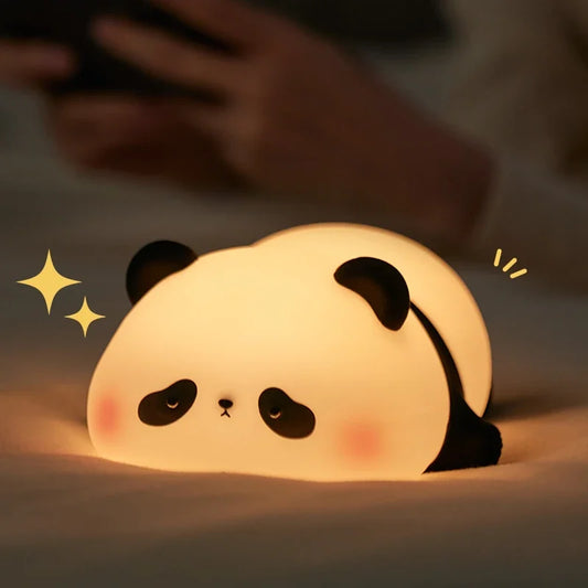 Luce Notturna LED Panda – Lampada Notturna in Silicone Morbido, Ricaricabile USB, con Controllo Touch, Timer e Decorazione per Camera da Letto – Idea Regalo per Bambini