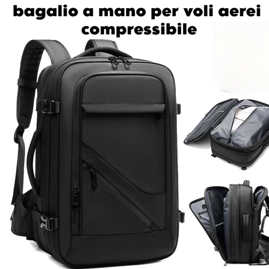 Zaino da Viaggio a Sottovuoto, a Compressione  60L, Bagaglio a Mano per Voli Aerei, Ryanair, EasyJet, EasyJet., Lufthansa, Vueling, British Airways