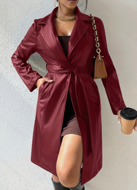 Trench Vintage in Pelle PU Donna