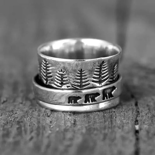 Anello Fashion con Motivo Elefante e Foresta